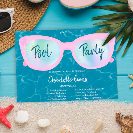 Invitación Gafas holográficas fiestas de piscina moderna Dulc
