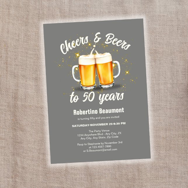 Invitación Gafas Pegadas Simples Aplauden Cervezas a 50 Años (Subido por el creador)