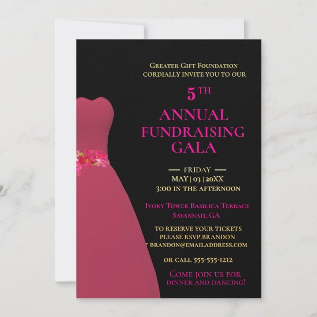 Invitación Gala anual de recaudación de fondos de personaliza (Anverso)