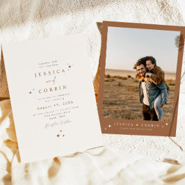 Invitación GALA Boho Terracotta Boda de fotografía estelar ce