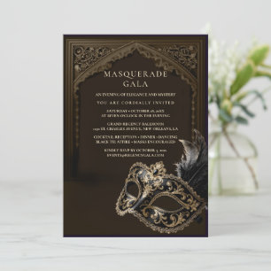 Invitación Gala Corporativa Elegante de Oro Mascarada de Bere