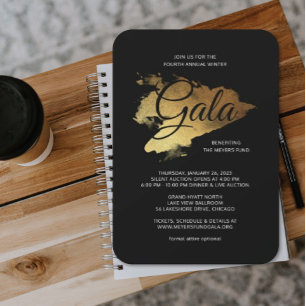 Invitación Gala de arte moderno Gold Paint