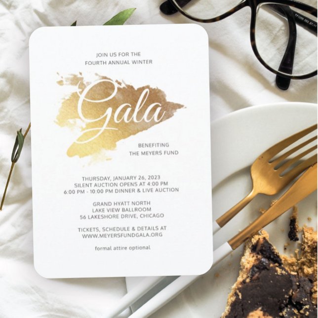 Invitación Gala de arte moderno Gold Paint (Subido por el creador)