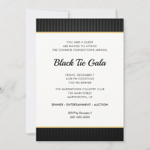 Invitación Gala de Corbata Negra Cena Empresarial Profesional