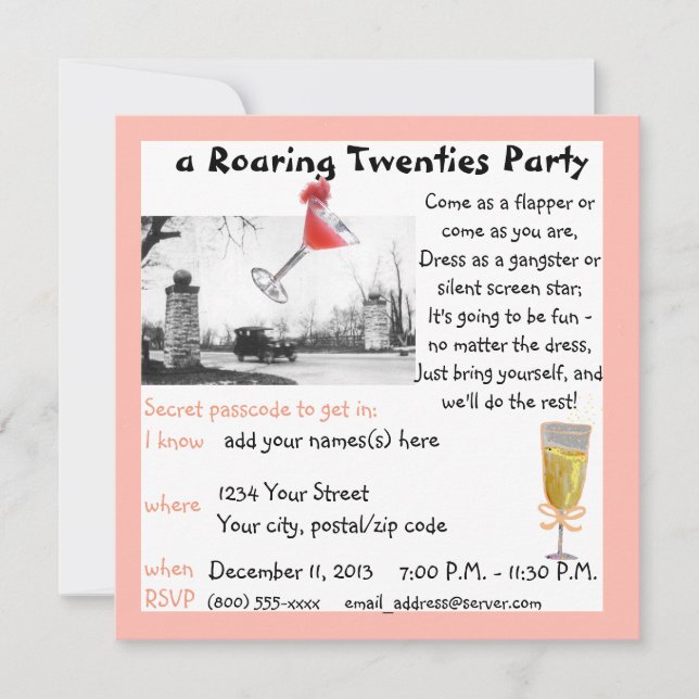 Invitación Gala de los años 20 del rugido (Anverso)