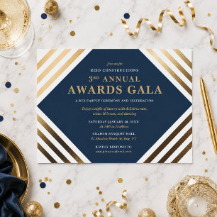 Invitación Gala de Premios Empresariales Elegante Oro y Azul