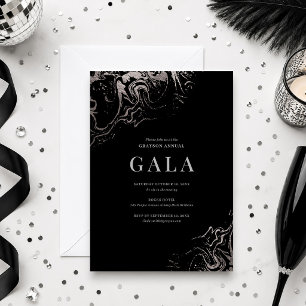 Invitación Gala Elegante Mármol Plateado