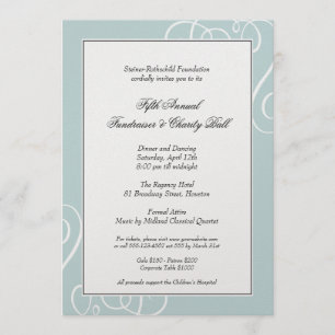 Invitación Gala encantada marco azul de plata del remolino
