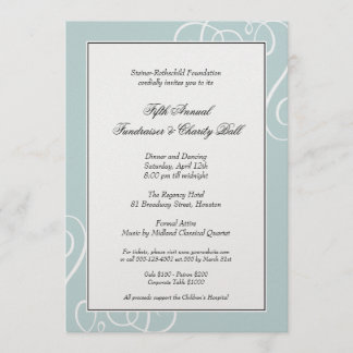 Invitación Gala encantada marco azul de plata del remolino