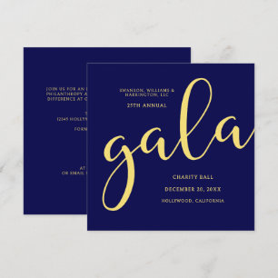 Invitación Gala Evento de Caridad Elegante Azul Oro