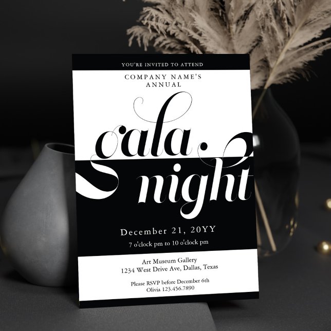 Invitación Gala moderna de negocios en blanco y negro (Subido por el creador)