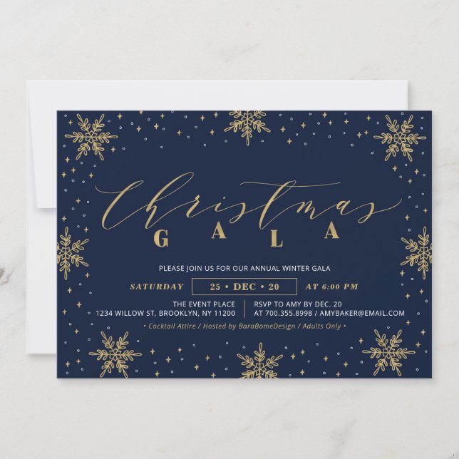 Invitación Gala Navideña Corporativa de Oro, Fiesta de Navida (Anverso)