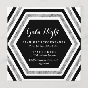 Invitación Gala Night Business Function Silver Hexagon