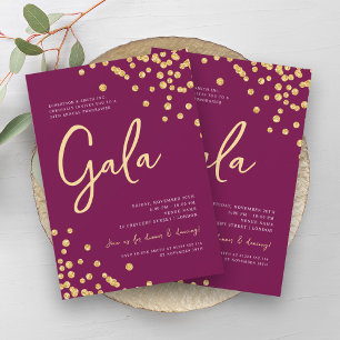Invitación Gala Oficial Corporativa Gold Confetti Magenta