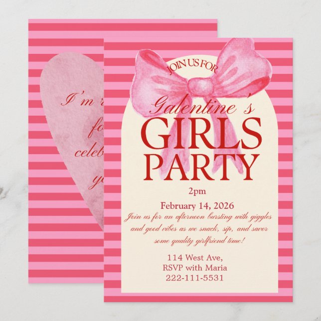 Invitación Galantines party Invitation (Anverso / Reverso)
