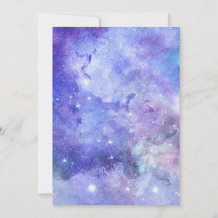 Invitación Galaxia Amante del Espacio Cielo Estrellado Acuare