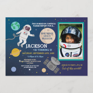 Invitación Galaxia astronauta espacio de fiesta de cumpleaños