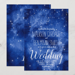 Invitación Galaxia azul Estrellas celestes Boda de las luces