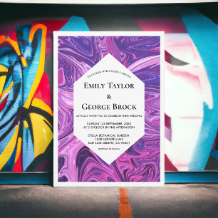 Invitación Galaxia azul moderna Resumen Boda elegante de arte