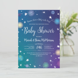 Invitación Galaxia Baby Shower del espacio ultraterrestre