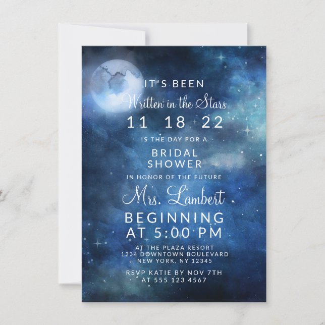 Invitación Galaxia Boda Bridal Shower (Anverso)