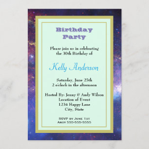 Invitación Galaxia Brillante y Radiante en el Espacio Exterio