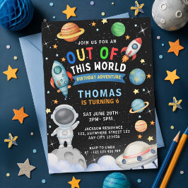 Invitación Galaxia Colorida Espacio Fuera de este Mundo Cumpl