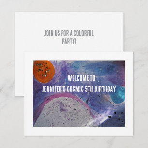 Invitación Gálaxia Cósmica Abstracta Colorida Cumpleaños 5to
