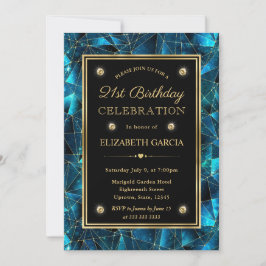 Invitación Galaxia de Cristal de Medianoche Verde Azul y Dora