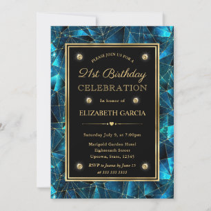 Invitación Galaxia de Cristal de Medianoche Verde Azul y Dora