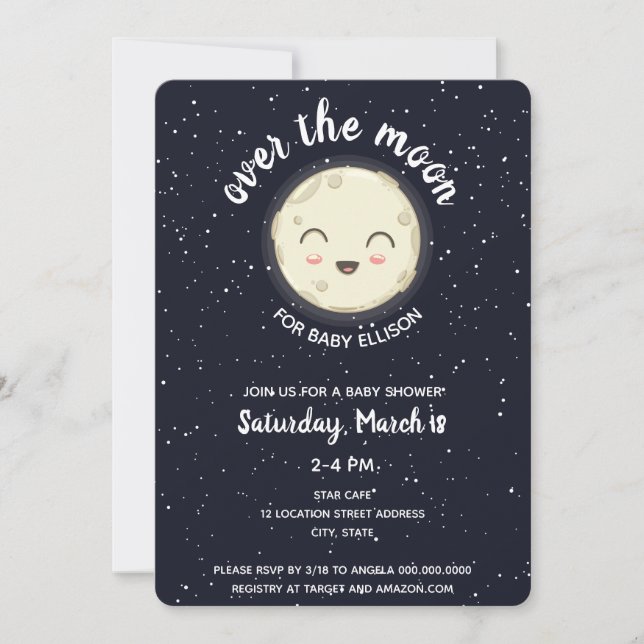Invitación Galaxia de la Marina Baby Shower en el espacio lun (Anverso)