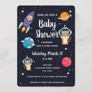 Invitación Galaxia de la Marina Espacial Baby Shower en el Ti