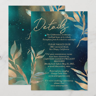 Invitación Galaxia de nebulosa verde esmeralda Relieve metali