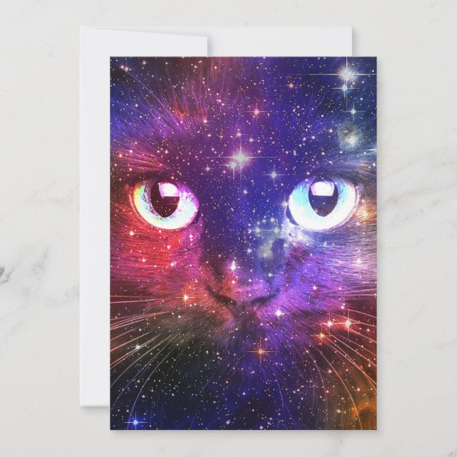 Invitación Galaxia de ráfaga de color Cat (Anverso)