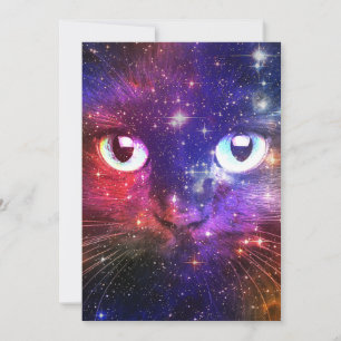 Invitación Galaxia de ráfaga de color Cat