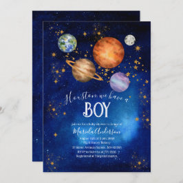 Invitación Galaxia del espacio acuático Starry baby ducha acu