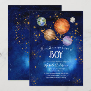 Invitación Galaxia del espacio acuático Starry baby ducha acu