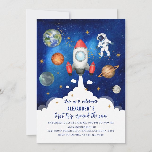 Invitación Galaxia del Espacio Ultraterrestre Starry celebra  (Anverso)