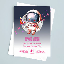 Invitación Galaxia espacial Luna 5 cumpleaños