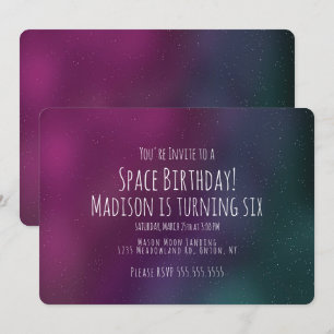 Invitación Galaxia espacial simple cumpleaños mano de nacimie