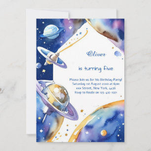 Invitación Galaxia moderna Astro Aventura Cumpleaños