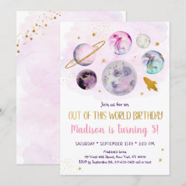 Invitación Galaxia Oro Rosa De Este Cumpleaños Mundial