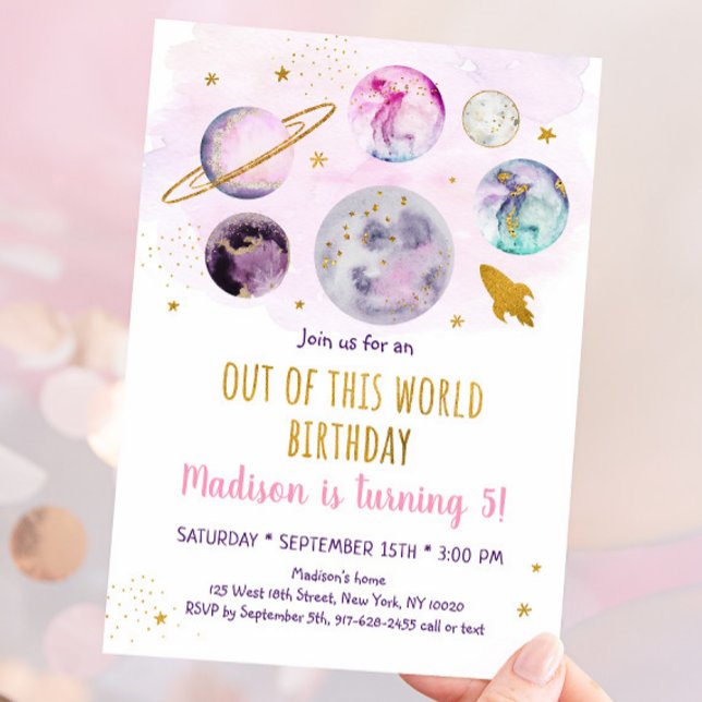 Invitación Galaxia Oro Rosa De Este Cumpleaños Mundial (Subido por el creador)