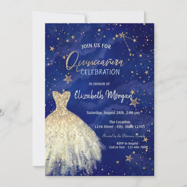 Invitación Galaxia Quinceañera (Anverso)