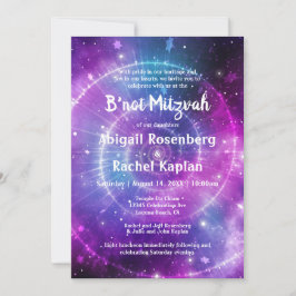Invitación Galaxia rosa púrpura Verde azulada Elegante B'not 