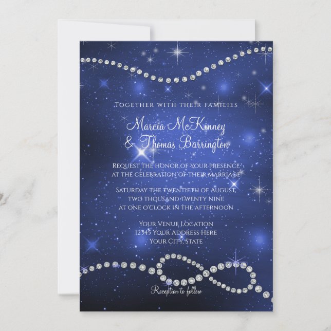 Invitación Galaxia Símbolo Infinito Navía Amor Twinkling Estr (Anverso)