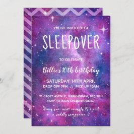 Invitación Galaxia Y Estrellas De Color Acuático De Sleepover