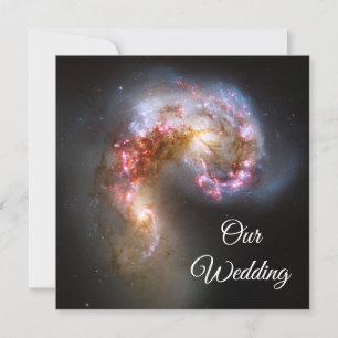 Invitación Galaxias Antennae Estrellas Rosadas Boda Cósmica