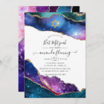 Invitación Galaxy Agate Bat Mitzvah<br><div class="desc">Galaxy purpurina falso agate invitación mitzvah murciélago de piedra con elegante personalizable de tipografía de escritura a mano a los detalles de su evento.</div>