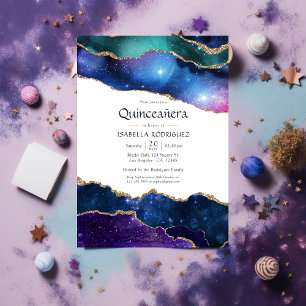 Invitación Galaxy Agate Quinceañera
